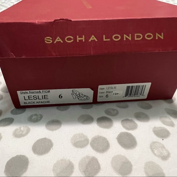 Sacha London Leslie Peep Toe Sandals Black Leather Size 6 - Picture 10 of 12